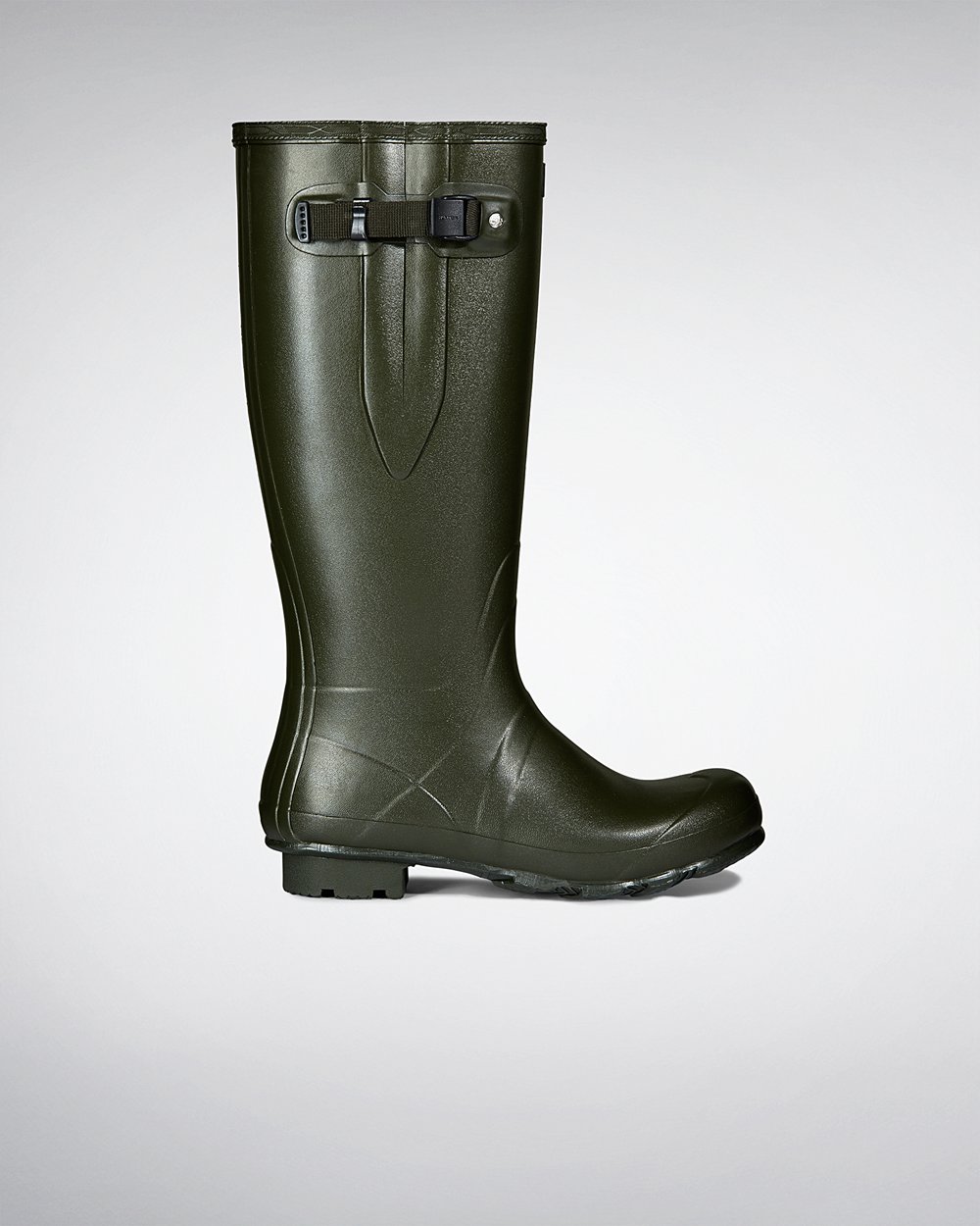 Hunter Norris Field Side Adjustable Neoprene Lined Tall Rain Boots - Clearance Sale Mens Dark Olive